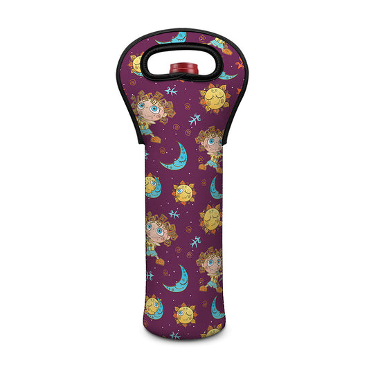 Cute Cartoon Sagittarius Pattern Print Single Neoprene Wine Tote