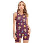 Cute Cartoon Sagittarius Pattern Print Sleeveless One Piece Swimsuit