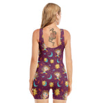 Cute Cartoon Sagittarius Pattern Print Sleeveless One Piece Swimsuit