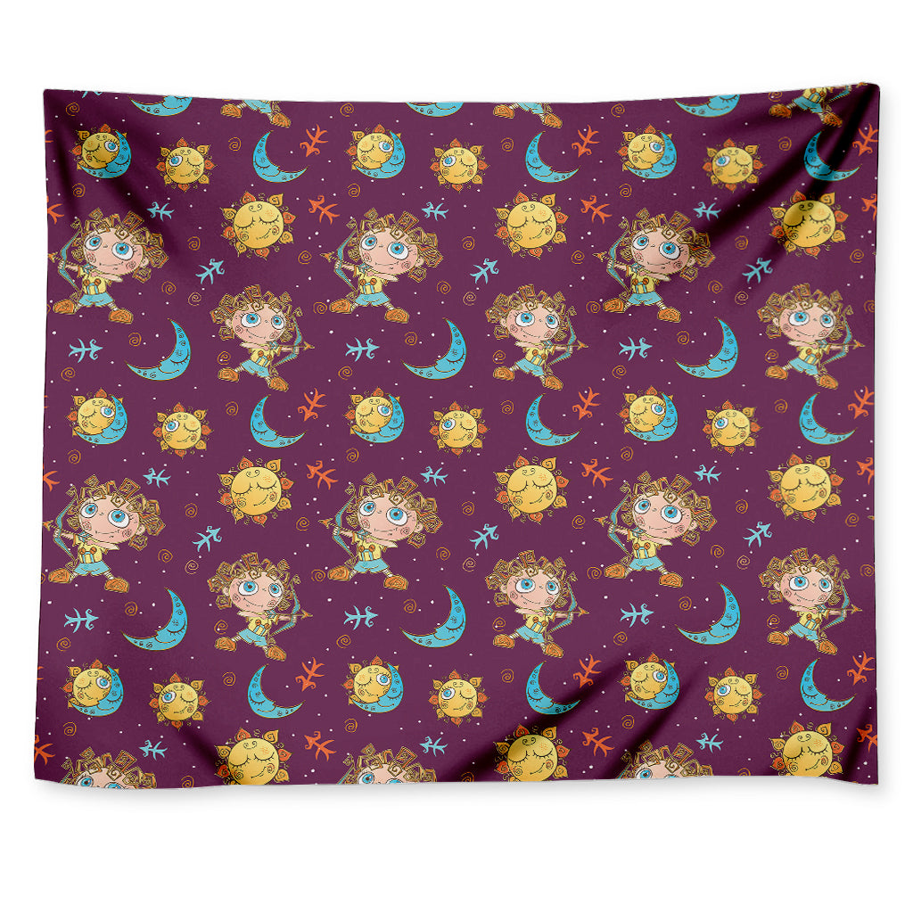 Cute Cartoon Sagittarius Pattern Print Tapestry