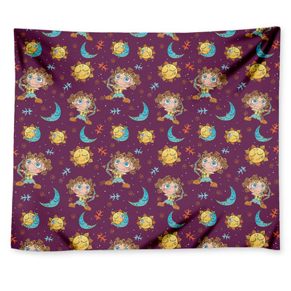 Cute Cartoon Sagittarius Pattern Print Tapestry