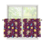 Cute Cartoon Sagittarius Pattern Print Tier Curtains