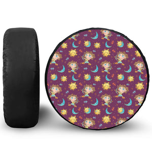 Cute Cartoon Sagittarius Pattern Print Tire Cover