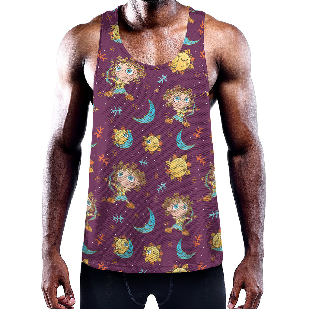 Cute Cartoon Sagittarius Pattern Print Training Tank Top