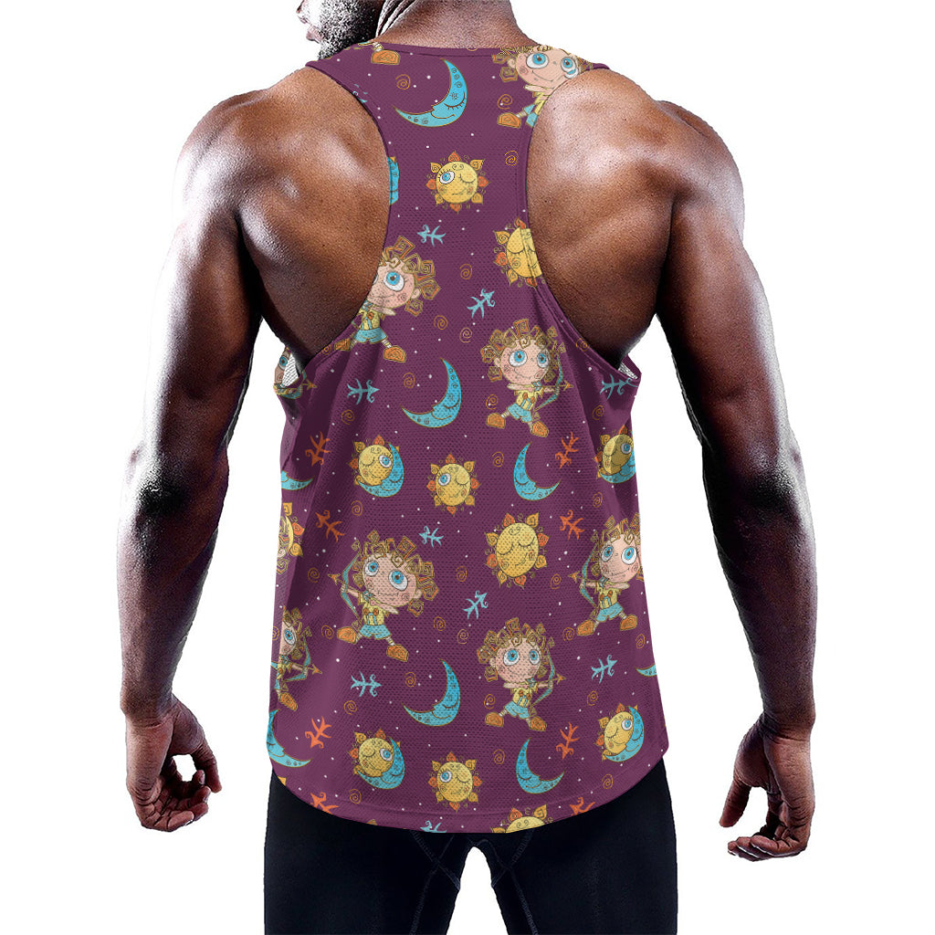 Cute Cartoon Sagittarius Pattern Print Training Tank Top