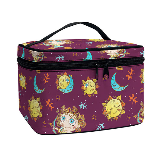 Cute Cartoon Sagittarius Pattern Print Travel Makeup Bag