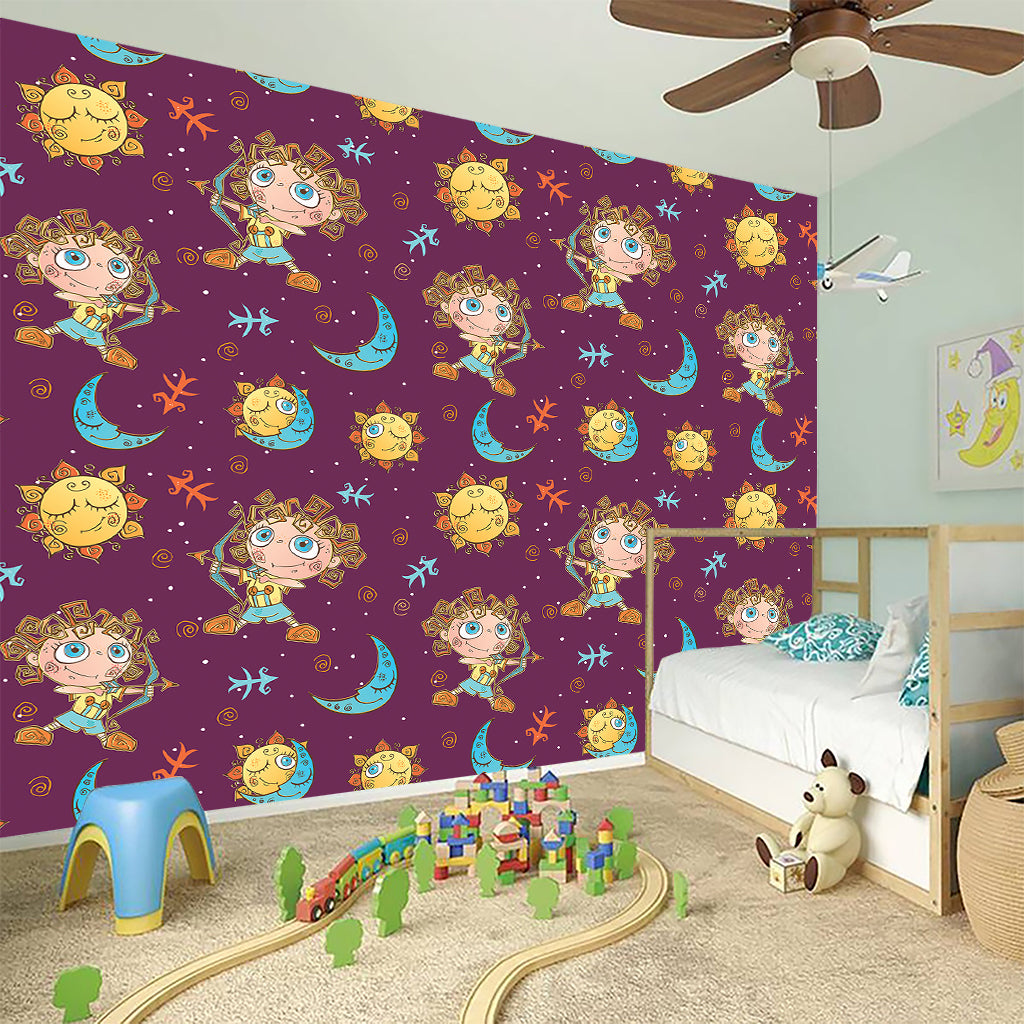 Cute Cartoon Sagittarius Pattern Print Wall Sticker