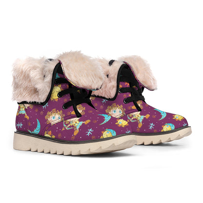 Cute Cartoon Sagittarius Pattern Print Winter Boots