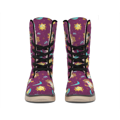 Cute Cartoon Sagittarius Pattern Print Winter Boots