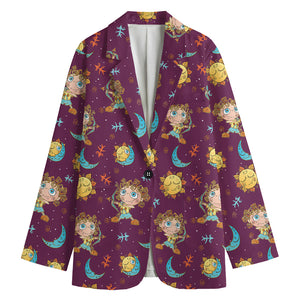 Cute Cartoon Sagittarius Pattern Print Women's Blazer