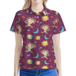 Cute Cartoon Sagittarius Pattern Print Women's Polo Shirt