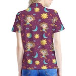 Cute Cartoon Sagittarius Pattern Print Women's Polo Shirt