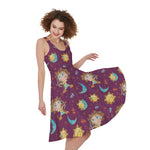 Cute Cartoon Sagittarius Pattern Print Women's Sleeveless Dress