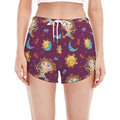 Cute Cartoon Sagittarius Pattern Print Women's Split Running Shorts