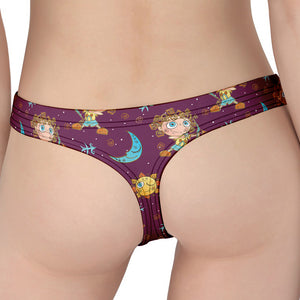 Cute Cartoon Sagittarius Pattern Print Women's Thong