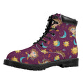 Cute Cartoon Sagittarius Pattern Print Padded Collar Lace Up Boots
