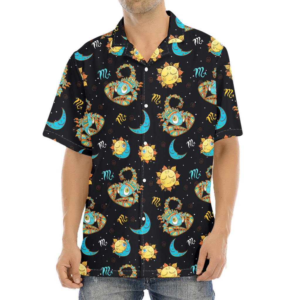Cute Cartoon Scorpio Pattern Print Aloha Shirt