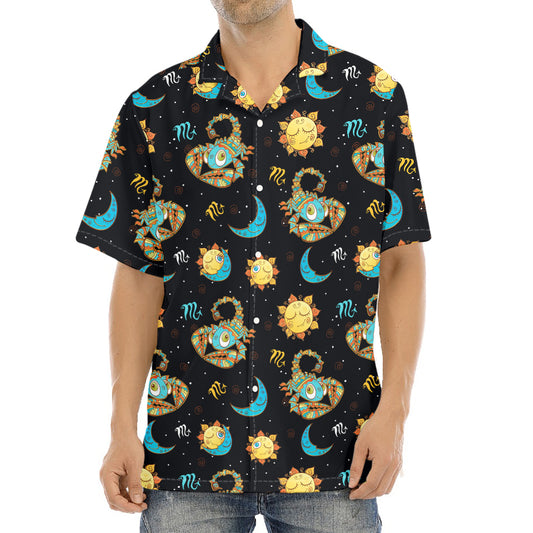 Cute Cartoon Scorpio Pattern Print Aloha Shirt
