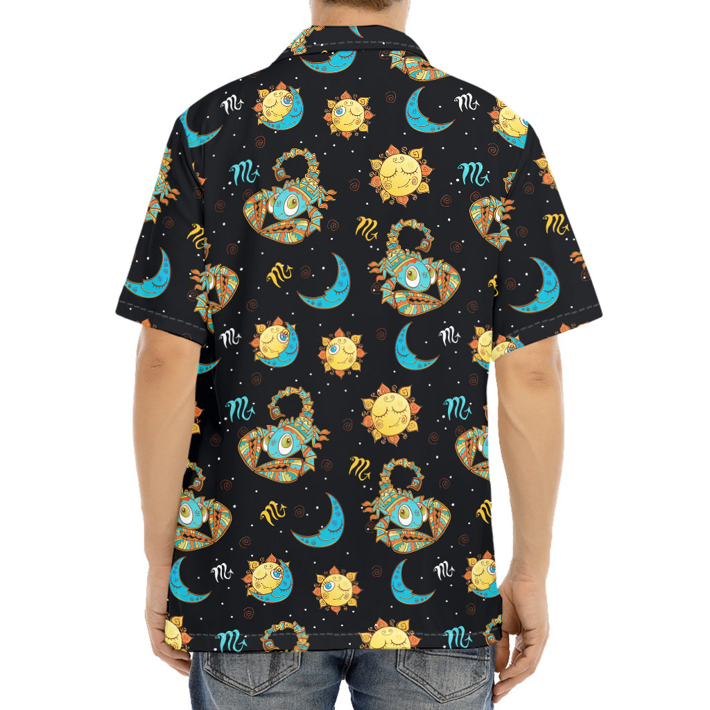Cute Cartoon Scorpio Pattern Print Aloha Shirt