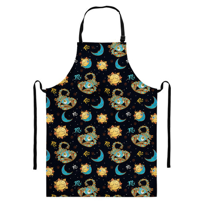 Cute Cartoon Scorpio Pattern Print Bib Apron With Pocket