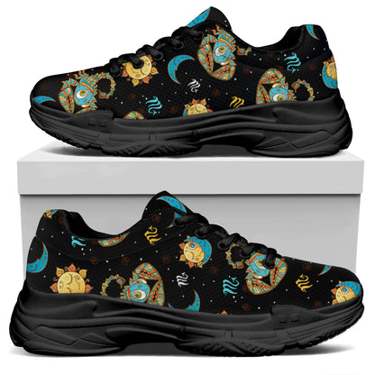 Cute Cartoon Scorpio Pattern Print Black Chunky Shoes