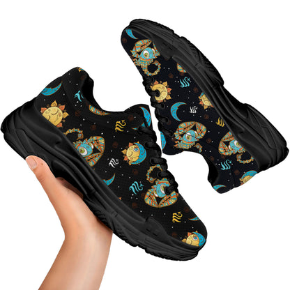 Cute Cartoon Scorpio Pattern Print Black Chunky Shoes