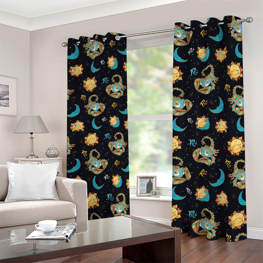 Cute Cartoon Scorpio Pattern Print Blackout Grommet Curtains