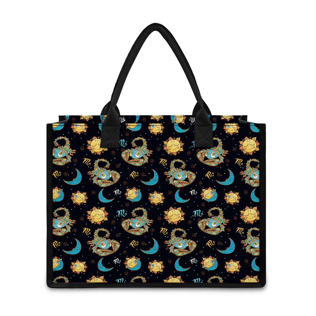 Cute Cartoon Scorpio Pattern Print Canvas Tote Bag