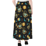 Cute Cartoon Scorpio Pattern Print Chiffon Maxi Skirt