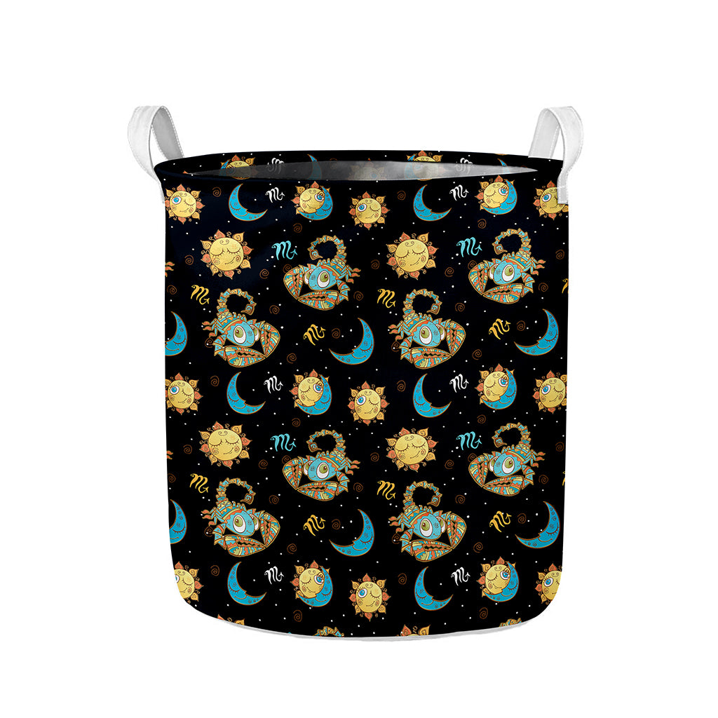 Cute Cartoon Scorpio Pattern Print Collapsible Laundry Basket