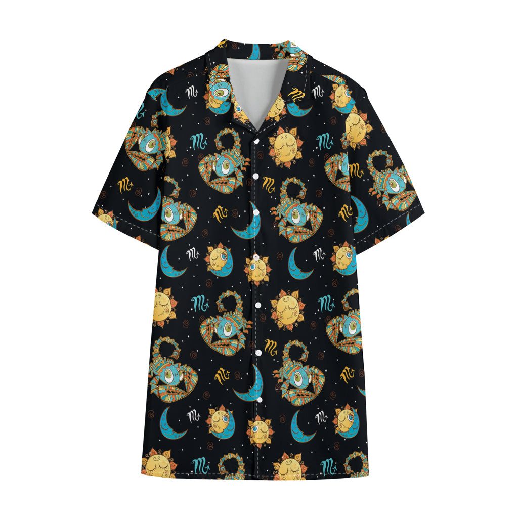 Cute Cartoon Scorpio Pattern Print Cotton Hawaiian Shirt