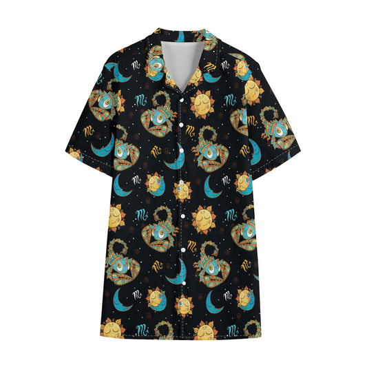 Cute Cartoon Scorpio Pattern Print Cotton Hawaiian Shirt
