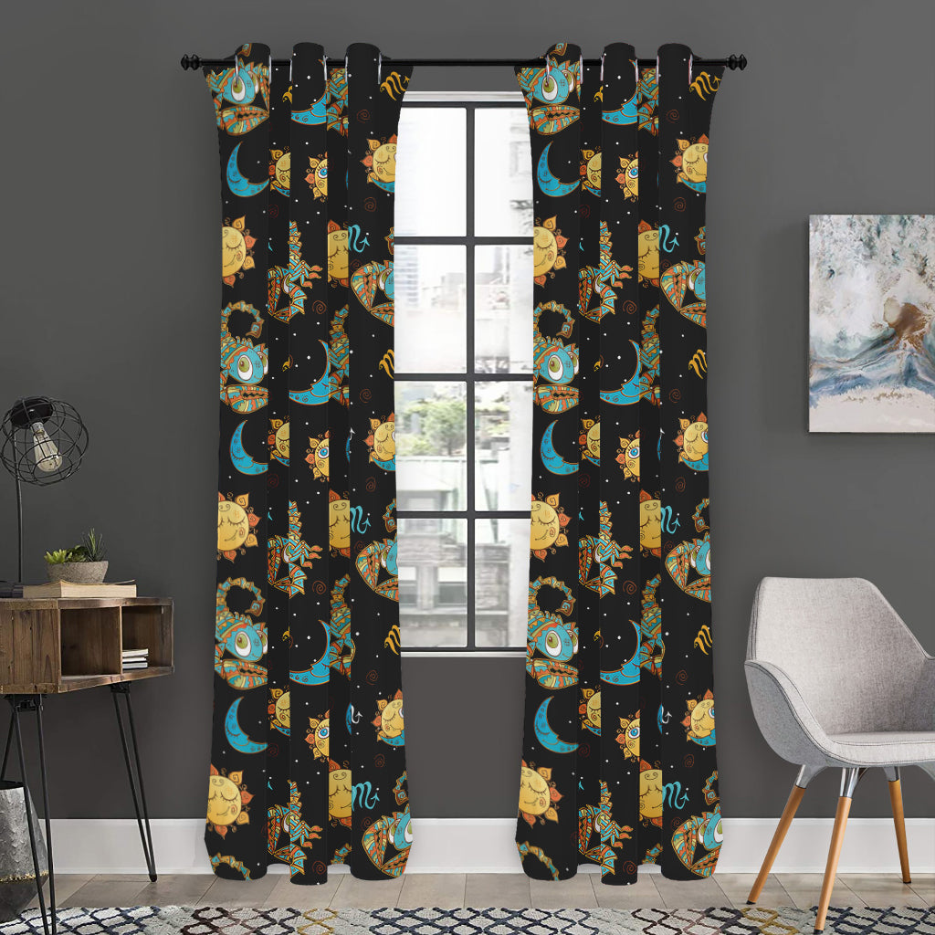 Cute Cartoon Scorpio Pattern Print Curtain