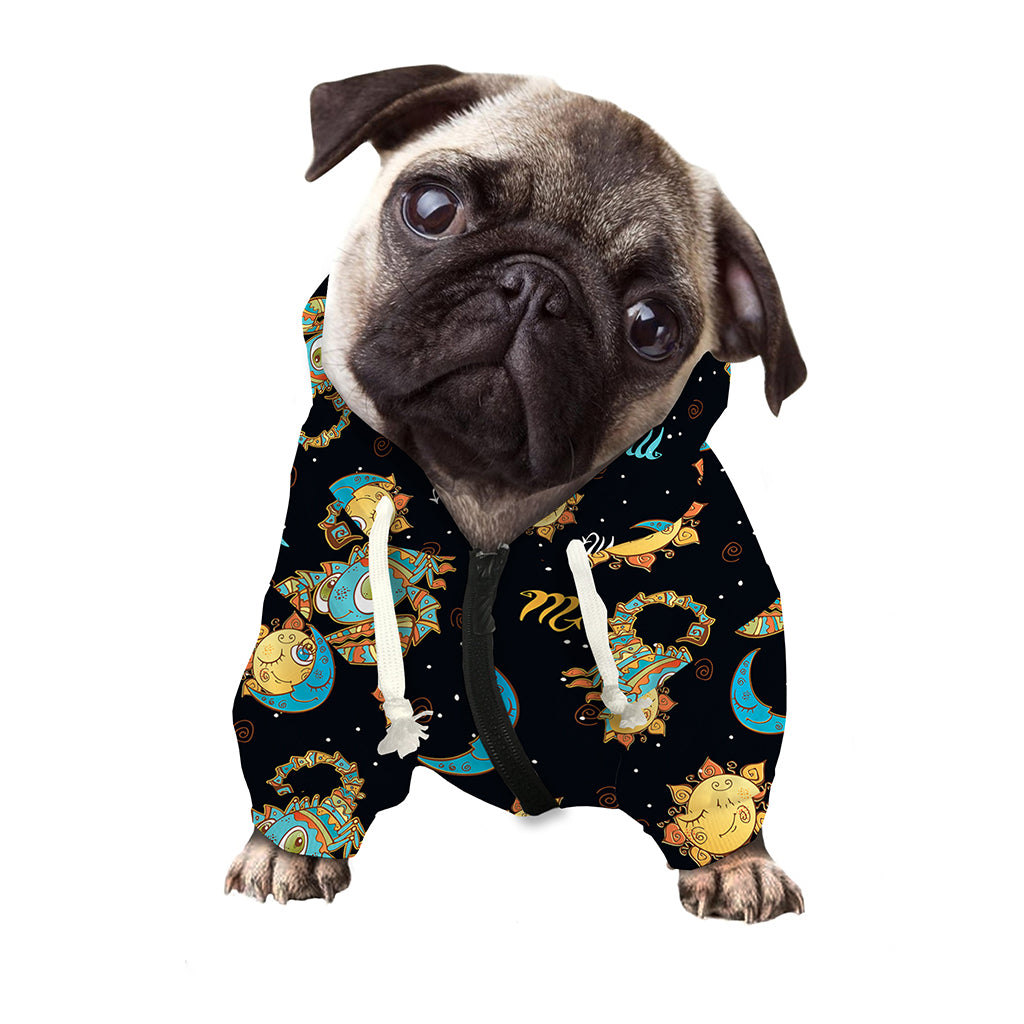 Cute Cartoon Scorpio Pattern Print Dog Zip Up Hoodie
