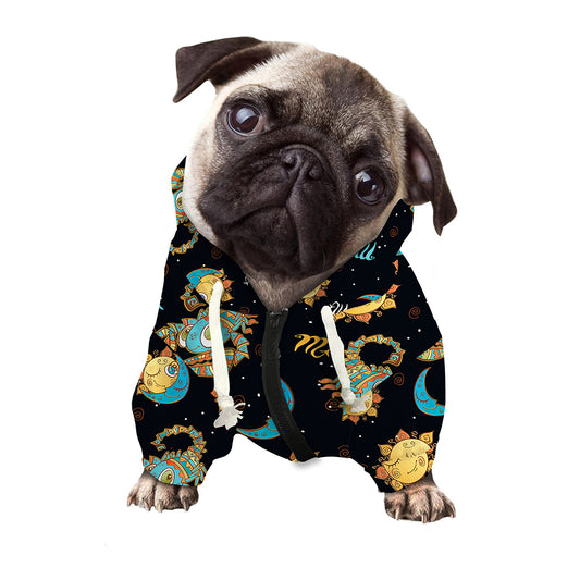 Cute Cartoon Scorpio Pattern Print Dog Zip Up Hoodie