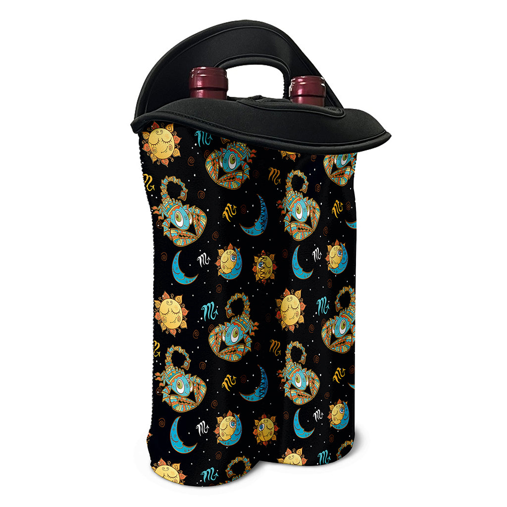 Cute Cartoon Scorpio Pattern Print Double Neoprene Wine Tote