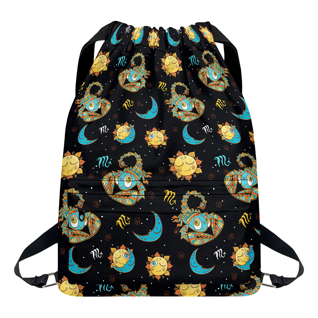 Cute Cartoon Scorpio Pattern Print Drawstring Backpack