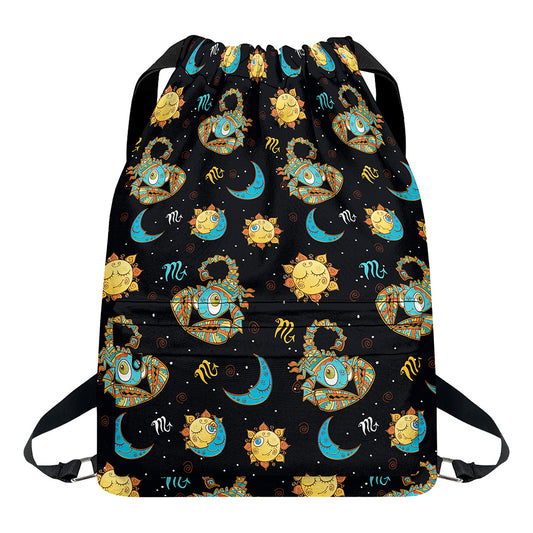 Cute Cartoon Scorpio Pattern Print Drawstring Backpack