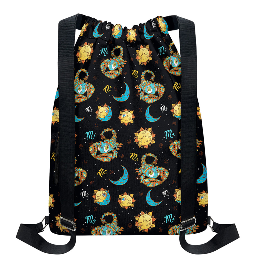 Cute Cartoon Scorpio Pattern Print Drawstring Backpack