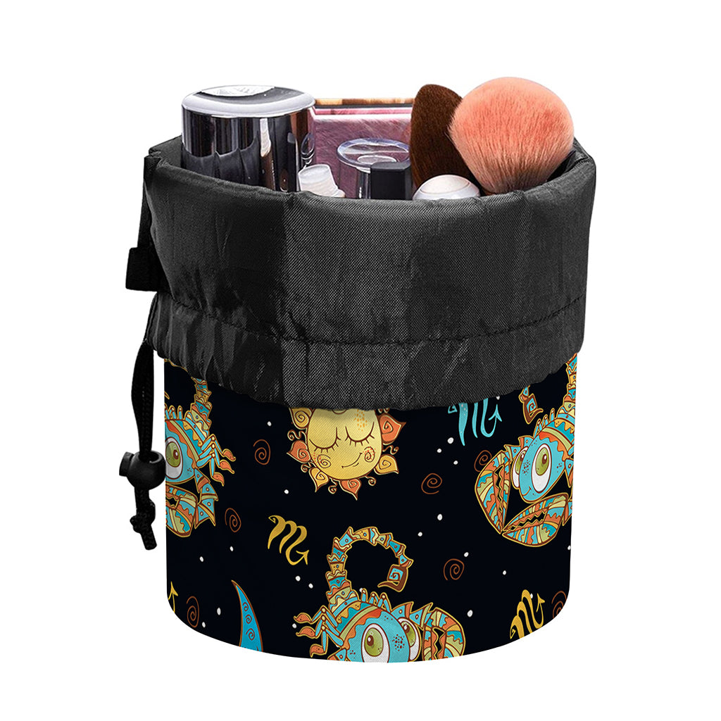 Cute Cartoon Scorpio Pattern Print Drawstring Makeup Bag