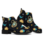 Cute Cartoon Scorpio Pattern Print Flat Ankle Boots