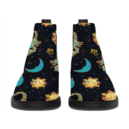 Cute Cartoon Scorpio Pattern Print Flat Ankle Boots