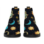 Cute Cartoon Scorpio Pattern Print Flat Ankle Boots