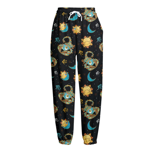 Cute Cartoon Scorpio Pattern Print Fleece Lined Knit Pants