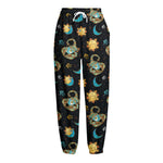 Cute Cartoon Scorpio Pattern Print Fleece Lined Knit Pants