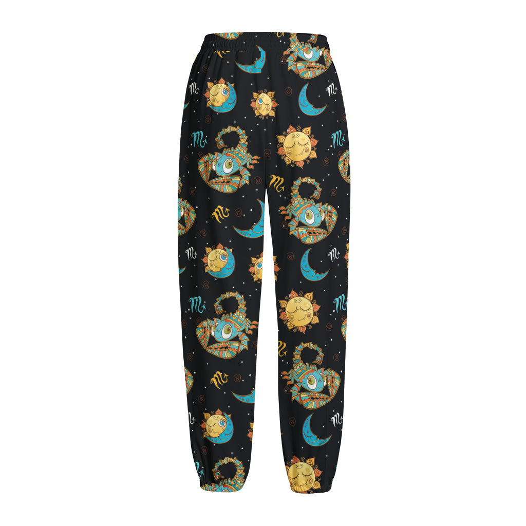 Cute Cartoon Scorpio Pattern Print Fleece Lined Knit Pants