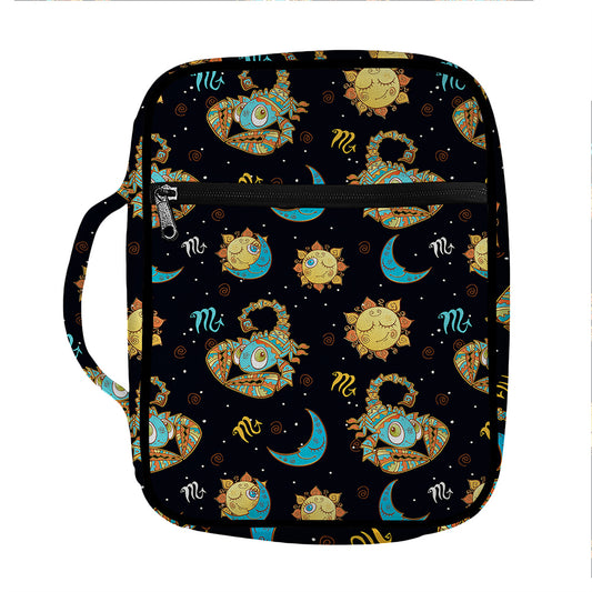 Cute Cartoon Scorpio Pattern Print Front Pocket Bible Bag
