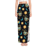 Cute Cartoon Scorpio Pattern Print High Slit Maxi Skirt