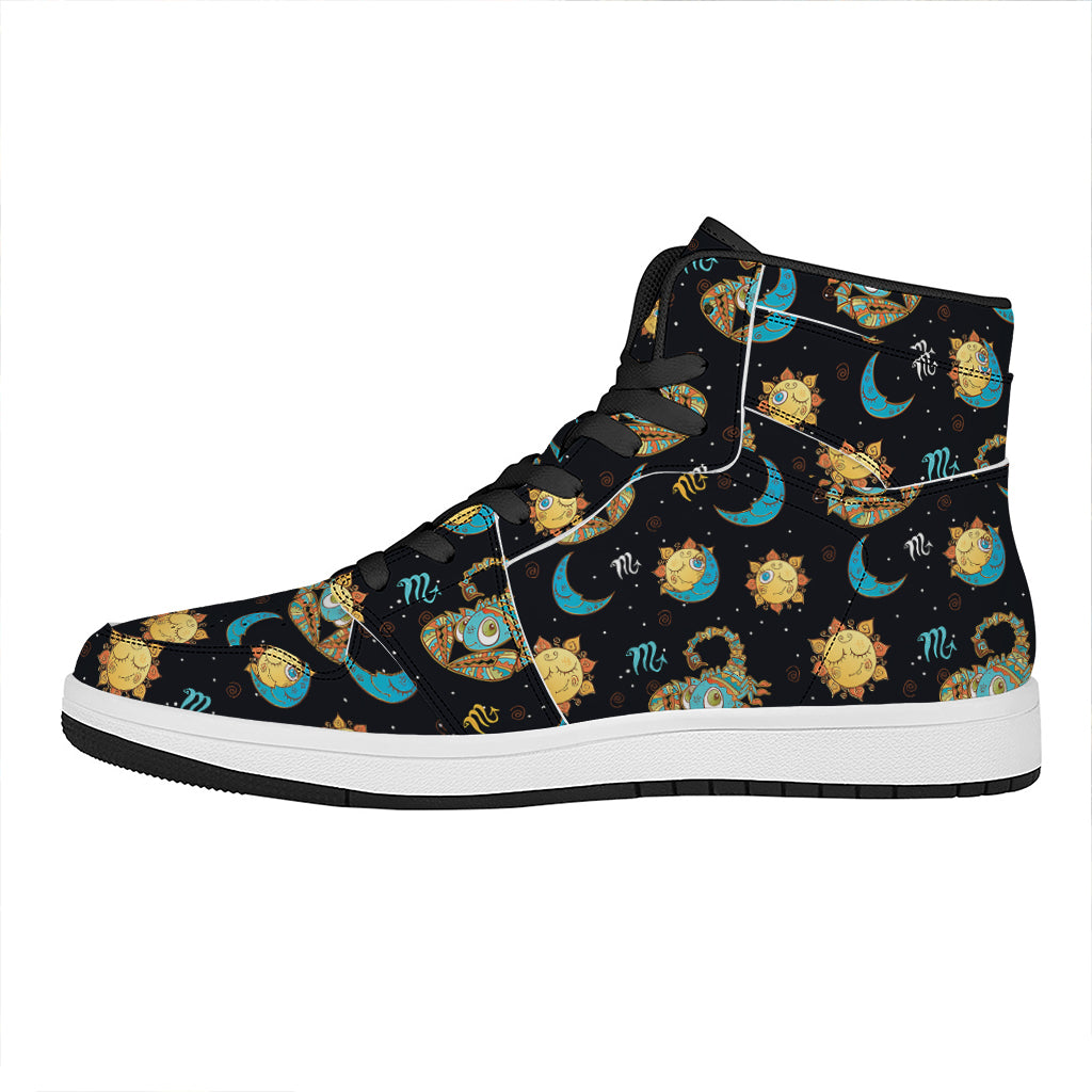 Cute Cartoon Scorpio Pattern Print High Top Leather Sneakers
