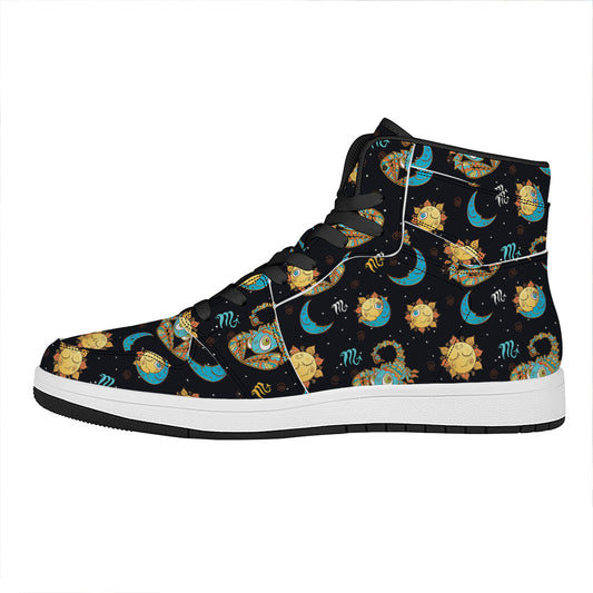 Cute Cartoon Scorpio Pattern Print High Top Leather Sneakers